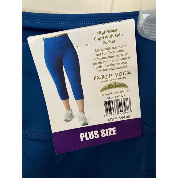 NWT Earth Yoga Women’s Plus Size 1X Zen Stretch Pants Eco-Friendly Front Pockets - Picture 4 of 10